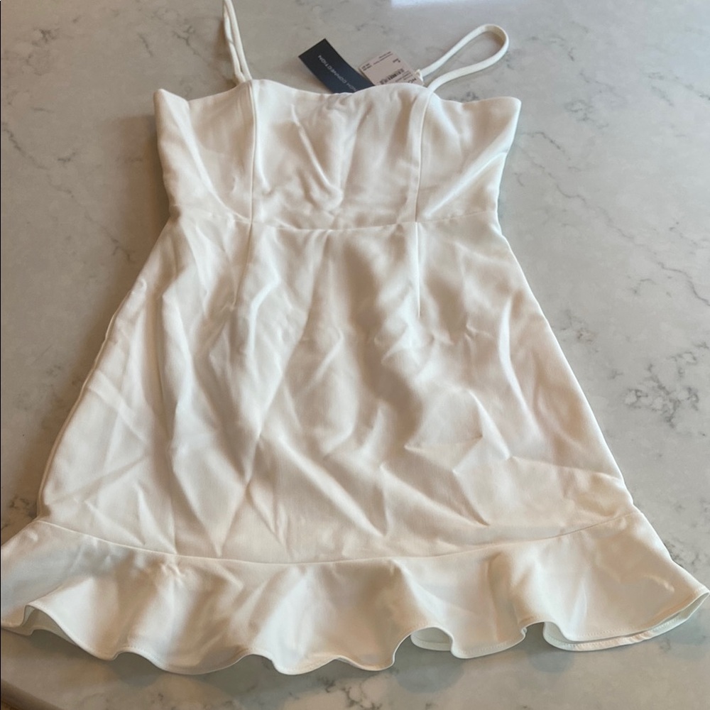 French Connection White Dress with Ruffle Detail, NWT.